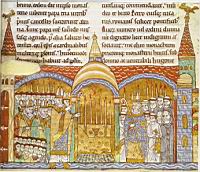 Le pape Urbain II (1042-1099) devant l'autel de l'abbaye de Cluny, miniature tirée d'un recueil liturgique et historique concernant Cluny, vers 1210
